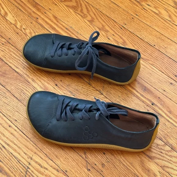 Vivobarefoot Addis Dark Blue Leather Shoes with Minimalist Design US12 Men - Picture 5 of 8